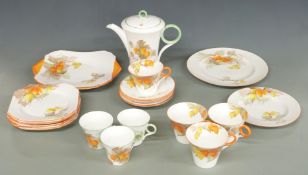 Shelley Art Deco part tea set in the Cape Gooseberry pattern, no 12299, 23 pieces
