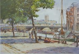 Frank Shipsides (Bristol Savages) signed limited edition prints 'Bristol Bridge' and Waterfront',