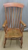 19thC elm seated Windsor armchair, H100cm