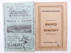 Two Rugby programmes of New Zealand / All Blacks interest, Maoris v Newport and v Cardiff, both