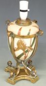 Macintyre & Co Messenger oil lamp converted to electricity, with iris decoration, possibly an