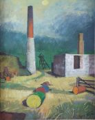 Granville Cedric Rogers (British/American, 1915-2005, RA) acrylic on board Cornwall mine scene