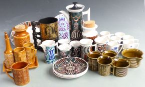 Portmeirion 1960s retro ceramics, some by Susan Williams-Ellis in Magic City, Variations, Monte Sol,
