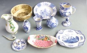 Royal Doulton Series Ware pedestal bowl, Maling dish, blue and white ceramics, German chamberstick