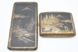 Two Japanese cigarette cases, 16 x 8cm & 10 x 8cm