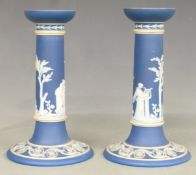 Pair of Wedgwood Jasperware candlesticks, H19cm