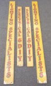 Two pairs of vintage shop signs, one pair 'Electrical & DIY' the other 'Lighting Specialists',