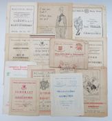 Thirteen Rugby programmes c1934-1947, most county championship matches involving Gloucestershire v