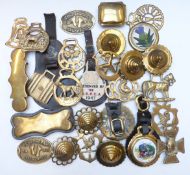 A collection of 19thC horse brasses, roundels and a Bakelite RSPCA 1947 badge