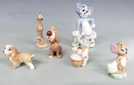 Beswick large Basset Hound, Wade Disney and hat box figures