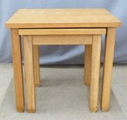 Contemporary light oak nest of two tables, W55 x D45 x H50cm