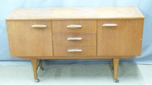Retro / mid century modern small teak sideboard, possibly McIntosh, W135 x D41 x H79cm