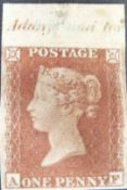 Great Britain 1852 1d red imprimatur Die 1 Alph 2 with small crown, AF plate 138 with top margin