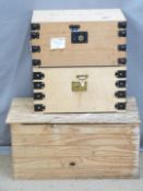 Pine blanket box or trunk, W73 x D38 x H36cm