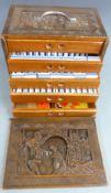 Chinese Mahjong set in carved box, W28 x D18 x H20cm
