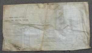 Nine plans relating to Joseph Paxton's Crystal Palace, comprising three main floor plans, dated in
