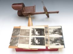 Stereoscope viewer and cards to include Edwardian Life, bird nest, Ackworth meeting house, Ryde,