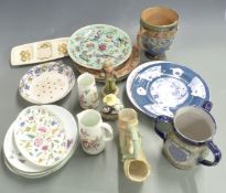 A collection of ceramics including a 19th/20thC Chinese enamelled plate, Royal Worcester,