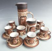 Briglin studio pottery coffee set, height of coffee pot 26cm