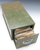 Large collection of photographs and postcards in metal filing cabinet, including Royalty,