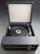 1960s Fidelity record player in blue Rexine finish, BSR deck