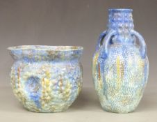 Bretby vase and matching jardinière, tallest 28cm
