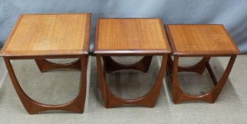 G Plan retro / mid century modern nest of three teak tables, W50 x D50 x H50cm