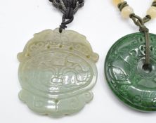 Two Chinese jadeite pendants