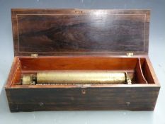 19thC key wind musical box, marked to bedplate Henriot a Geneve and 14815, possibly a retailer of