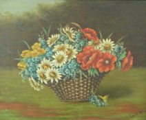 A James Victorian oil on canvas still life of flowers in a vase, signed and dated 1900 lower