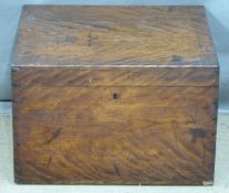 Stained elm/pine twin handled chest, W59 x D55 x H38cm