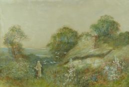 Fred Hines (1875-1928) gouache 'A Gloucestershire Cottage Garden', signed and dated 1929 lower left,