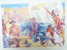 Two Walt Howarth signed limited edition original artwork prints Wagon Train 13 of 15 and Rain In The