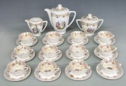 Limoges tea service with Watteau decoration