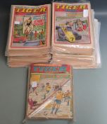 Three-hundred-and-seventy-nine issues of Tiger comic books/ magazines dating from 1957-84.