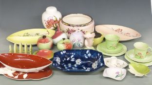 A collection of Carltonware including a covered ginger jar, mustard, prunus dish, bowl with plated
