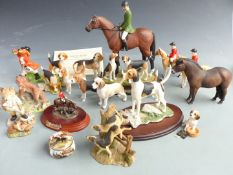 A collection of hunting, horse and dog figures including limited edition The Hunt by Best of Breed