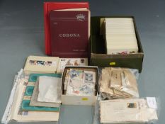 Approximately 140 PHQ cards, schoolboy albums, sundry overseas covers, loose UK definitives and a