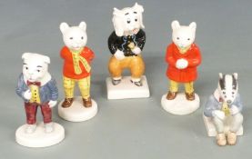 Beswick Express Newspapers Rupert The Bear figures including Rupert Snowballing