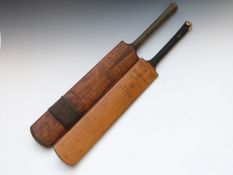 Two vintage cricket bats comprising Spalding Brothers 'Club Match' autographed by Len Hutton and a