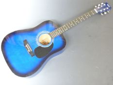 Alba acoustic guitar No. WG-450BBS1, in blue lacquered finish and metal tuning pegs, in soft grey '