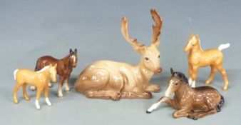 Beswick horses, foals and deer, including Dartmoor pony, palomino etc, tallest 19cm
