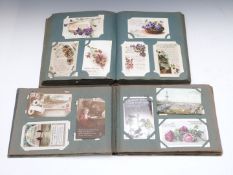 Two WW1 and later postcard albums including military, humorous, topographical, greetings etc
