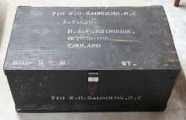Vintage travelling trunk, named to front 710 W O Saunders RE, W68 x D41 x H29cm