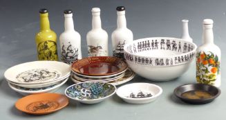 Portmeirion 1960s retro ceramics including five gin bottles, large Reddington's Soldiers pedestal