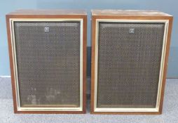 A pair of retro/vintage Akai SW-130 stereo speakers, W42 x D31 x H57cm