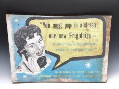 Vintage or retro Frigidaire advertising sign, 46 x 73cm
