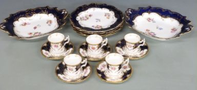 Sixteen pieces of Coalport tea/ dessert ware with hand painted flower decoration