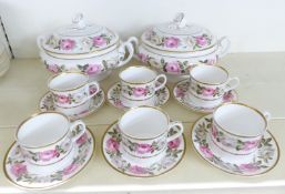 Royal Worcester tureens and teaware in Royal Garden pattern, fourteen pieces