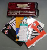 Yamaha silver plated flute YFL221S in fitted case, together with music books etc